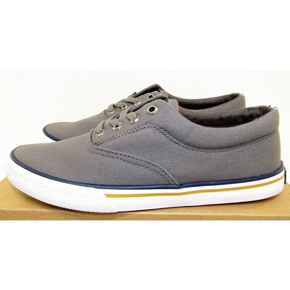 Men's Sperry Top-Sider Striper II CVO Grey Canvas Lace Up Low Top Sneakers WIDE - Picture 3 of 5
